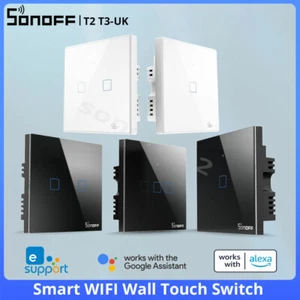 SONOFF T2 T3UK WIFI Smart Wall Switch Galss Panle Touch APP/433RF Remote Control - Picture 1 of 18