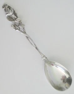 COIN SILVER SPOON Condiment Figural Rose 800 Hallmarked Antique 5 1/4" - Picture 1 of 6
