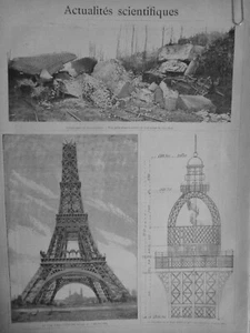 1889 TOUR EIFFEL TRAVAUX BELVEDERE 1 JOURNAL ANCIEN - Imagen 1 de 1