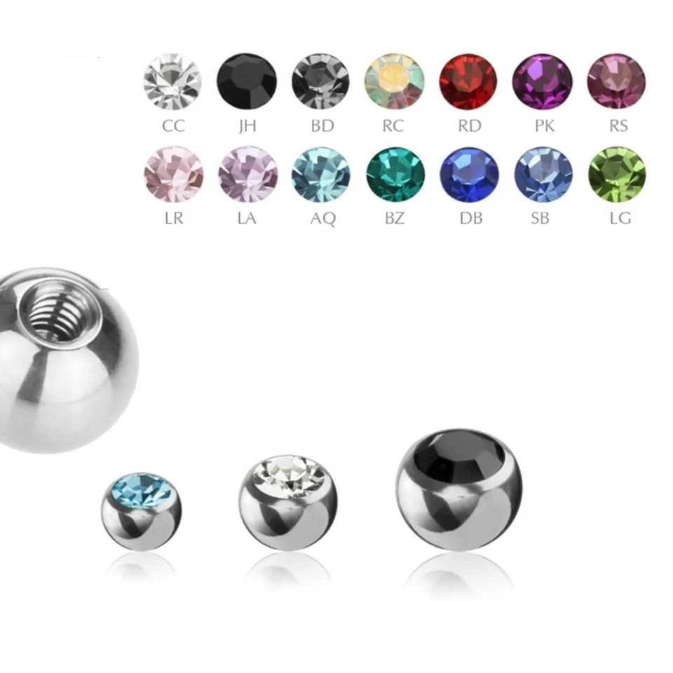 Piercing Schraubkugel Ersatz Kugel Kristall Aufsatz1,2mm 1,6mm Stein Ausatz - Bild 1 von 1