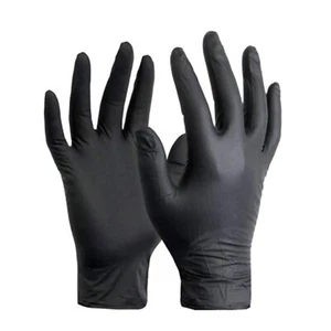 Premium Thick Disposable Black Nitrile Gloves Latex Free 100 XL - Picture 1 of 2