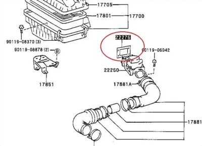 Junta medidor de flujo de aire Toyota MR2 MK2 2.0 Rev2 SW20 3SFE 22275-41010 22275 Foto 1 de 4