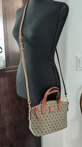 Dooney & Bourke Logo Print Small Satchel Handbag with Leather Crossbody Strap - Picture 1 of 12