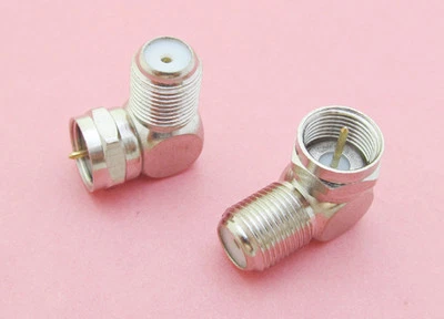 10x F Male Plug to F Female Jack Right Angle Coaxial Adapter Connector Nickel TV - Image 1 of 2