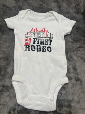 Simple Joys 0-3m One Piece With Print “Actually This Is My First Rodeo” White - Image 1 of 3