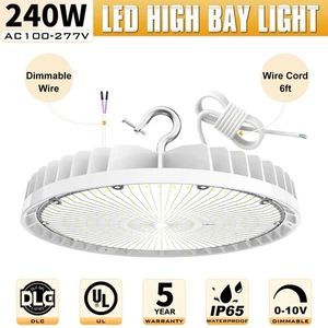 DLC Listed 240W Led UFO High Bay Light Commercial Factory Warehouse Shop Lights - Picture 1 of 16