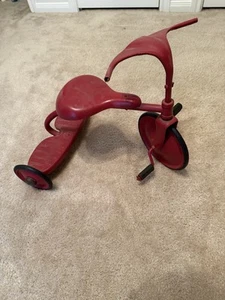 Rare Antique Childs Tricycle Red Batwing Handlebar Metal Wheels Unmarked 16 In - Picture 1 of 8