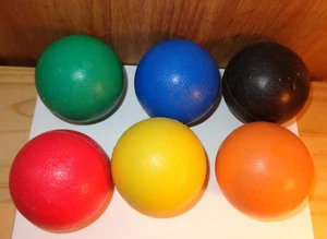 6 EASTPOINT KROCKET SPIELBÄLLE ORANGE BLAU GELB GRÜN ROT SCHWARZ SCHWERER KUNSTSTOFF - Bild 1 von 4