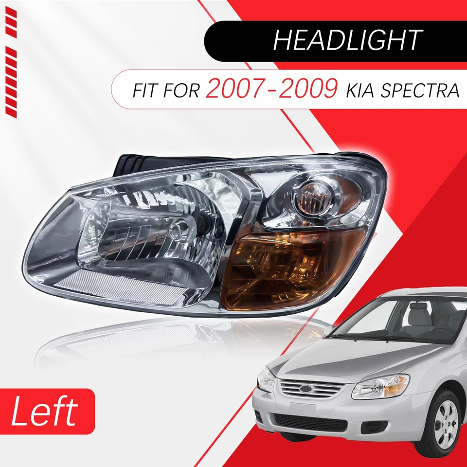 For 2007-2009 Kia Spectra W/ Halogen Bulb Headlight Assembly Left Driver Side - Image 1 of 4