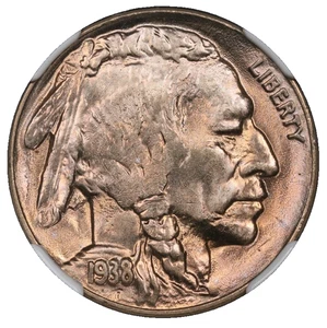 1938-D Buffalo Nickel NGC MS-66 Toned End Roll Album Toning Red Orange - Picture 1 of 6