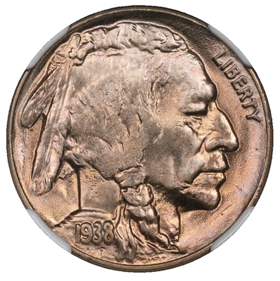 1938-D Buffalo Nickel NGC MS-66 Toned End Roll Album Toning Red Orange - Image 1 of 4