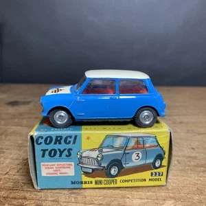 Corgi Toys 227 Morris Mini Cooper Competition Model Blue /White Car Box Original - Picture 1 of 19