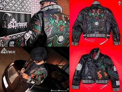 🔥Vintage 80s JEFF HAMILTON Leather Dragon Japan Sukajan Baroque Biker Jacket M - Image 1 of 4