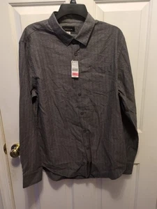 Men's Structure Slim Fit Size Large Long Sleeve Shirts Dark Gray - Picture 1 of 5