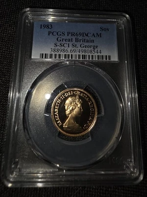 Moneda de oro Gran Bretaña II San Jorge 1983 2 PCGS Pr6 Foto 1 de 2