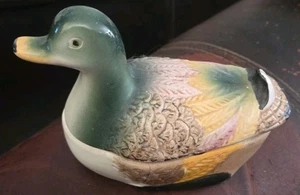 Vintage Französische Ententerrine Fois Gras Stockente Porzellan Pâte Butter Keramik - Bild 1 von 7