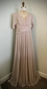 Vestido Rosa Rubor Celebrate DB Studios Enebro Cuello en V Profundo Gasa Talla 18 - Imagen 1 de 9