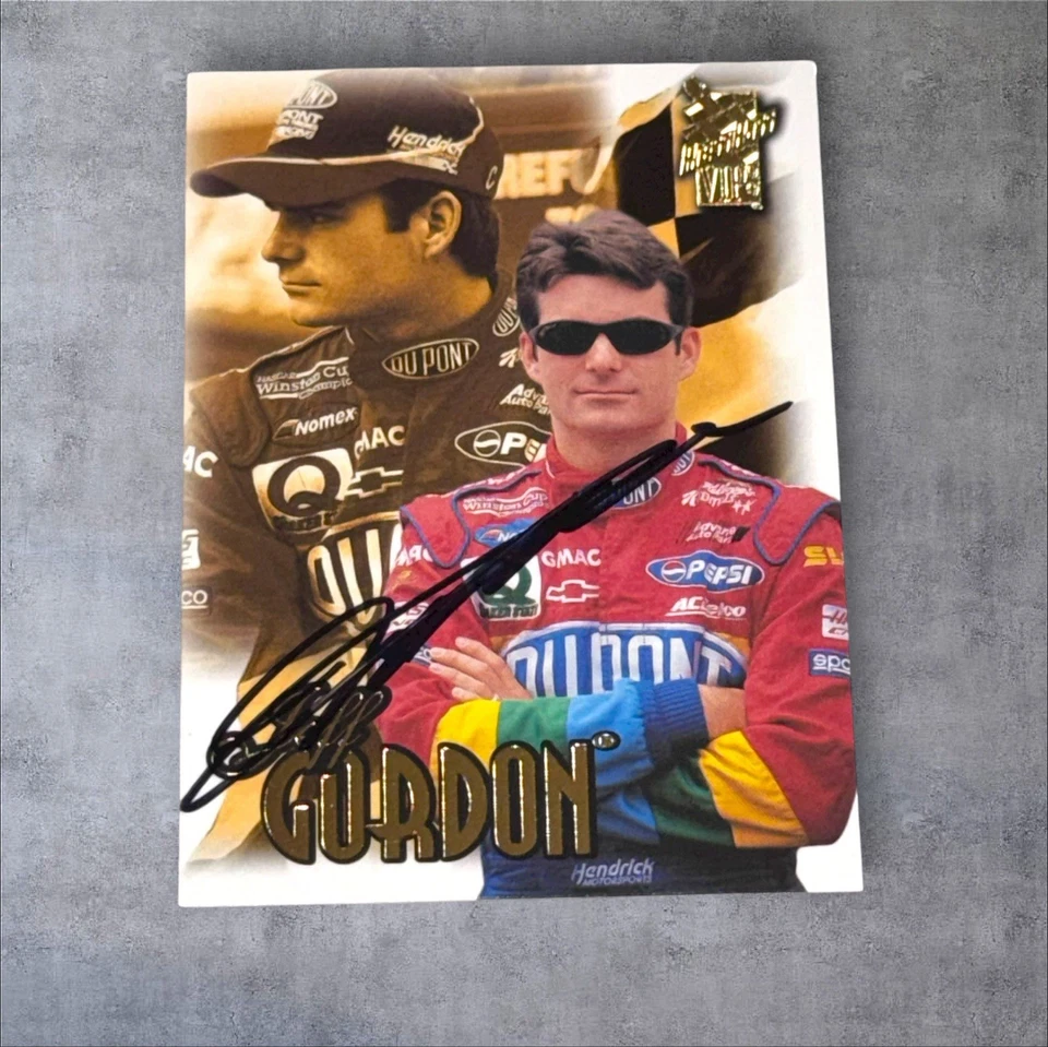 Jeff Gordon 1999 PRESS PASS VIP VINTAGE DUPONT #24 autographed NASCAR HOFer card - Image 1 of 1