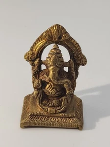 Ganesh Ganesha Elephant God Hindu Amulet Brass Mini Statue 2 Inch Prayer - Picture 1 of 7