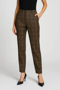 Pantalones de tweed Pendleton 100 % lana virgen talla 4 Windowpaine marrón a cuadros EE. UU. - Imagen 1 de 10