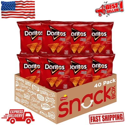 Doritos Nacho Cheese Flavored Tortilla Chips 1oz Bags Pack 40 Party Snack Pack - Image 1 of 4