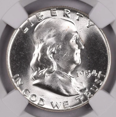 1954 Franklin Silver Half Dollar - NGC MS65 FBL - Original Bag Fragment  - Image 1 of 3