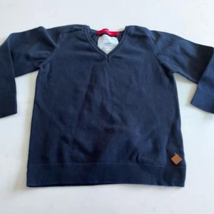 Zara boys navy cotton v-neck preppy sweater size 4 - Picture 1 of 3