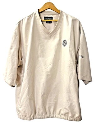 FootJoy MENS XL PRE-OWNED GOLF Windbreaker Beige Pullover Short Sleeve V-NECK - Image 1 of 4