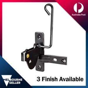 D Pattern Dual Opening Gate Latch Set Lock Fence Pool Garden Farm Black Finish - Picture 1 of 8