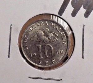 CIRCULATED 1990 10 SEN MALAYSIA COIN (82416)4 - Picture 1 of 3