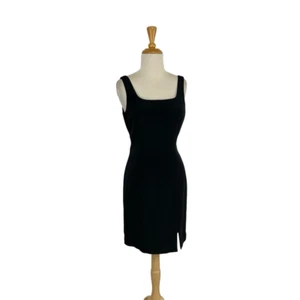 Hugo Buscati 6 S Black Silk Dress Cocktail Pencil Bodycon Evening Elegant VTG - Picture 1 of 7
