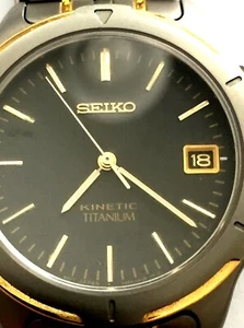 SEIKO KINETIC TITANIUM JAPAN SAPPHLES CRYSTAL WEATHER RESISTANT 10BAR 590001 5M - Picture 1 of 4