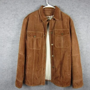 Wilsons Leather Jacket Mens Medium Brown Suede Snap Western Cowboy Rodeo Barn - Picture 1 of 19