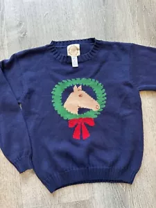 THE BEAUFORT BONNET CO | TBBC Derby Horse Wreath Woven Knit Sweater Size 8 - Picture 1 of 6