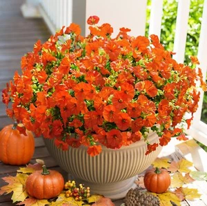 Artificial Fake Fall Autumn Flowers Plants for Outdoor Outside 12 Bundles Fau... - Picture 1 of 7