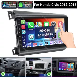 For Honda Civic 2012-2015 Android 13.0 Car Stereo Radio Apple CarPlay GPS Player - Picture 1 of 12
