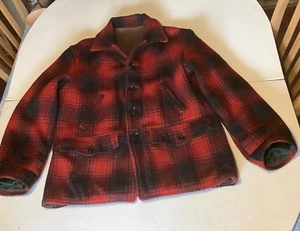 Vintage rot karierte Wolle Hemd Jacke Jagd Markenlos Größe siehe Bilder - Bild 1 von 14