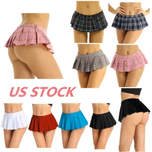 Womens Sexy Pleated Mini Skirts Lingerie Schoolgirls Uniform Cosplay Costume - Picture 1 of 23