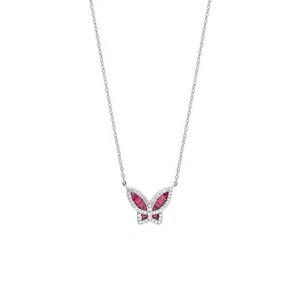 collana farfalla donna argento zirconi bianchi rosa 4you regalo gioiello - Foto 1 di 3