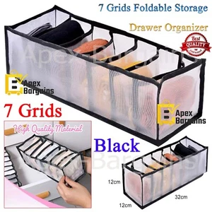 7 Grids Foldable Underwear Storage Box Compartment Organizer Drawer Bra Socks UK - Picture 1 of 12