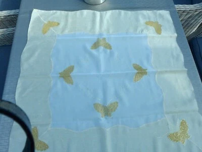 Mitteldecke, 80 x80 , weiß/gold, Schmetterlinge - Bild 1 von 3