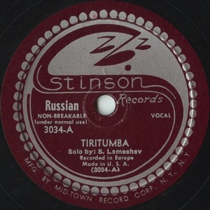 Sergei Lemeshev "Tiritumba / Troika" Stinson 3100 Russian 78 rpm - Picture 1 of 2