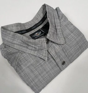 Harley Davidson graues Hemd Patente Metall Druckknopf vorne bestickt Herren XL - Bild 1 von 14