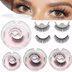 Reusable Self Adhesive 3D False Eyelashes Natural Long Thick Fake Eye Lashes ⁿ - Picture 1 of 29