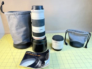 Canon SLR Lenses EF 70-200mm F/4 1:4 L USM Zoom Lens & Extender EF 2x II + ET-74 - Picture 1 of 16