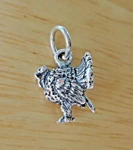 ¡Dije de pavo otoño otoño de plata esterlina 3D sólido 15x11x8 mm Acción de Gracias! - Imagen 1 de 8