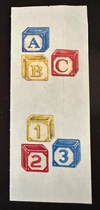 Pegatinas recuerdos creativos de colección antiguas de madera ABC/123 BLOQUES ~ retiradas ~ NLA - Imagen 1 de 1