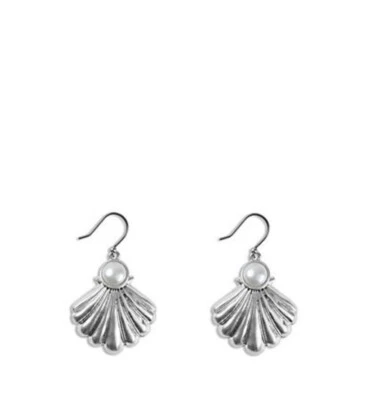 $29 Lucky Brand silver tone seashell faux pearl drop earrings  f210 - Image 1 of 4