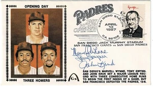 Tony Gwynn John Kruk Marvell Wynne Signed Baseball Gateway Cachet FDC JSA AH LOA - Picture 1 of 2
