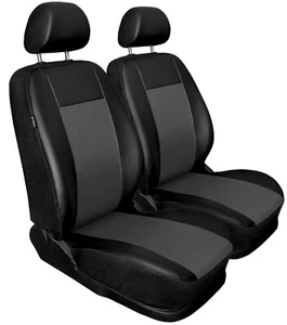 Fundas de asiento delanteras para Toyota Proace City 1+1 cuero sintético negro - gris - Imagen 1 de 8